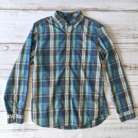 Gap Blue and Green Plaid Button Down Shirt Sz L - Picture 1 of 5